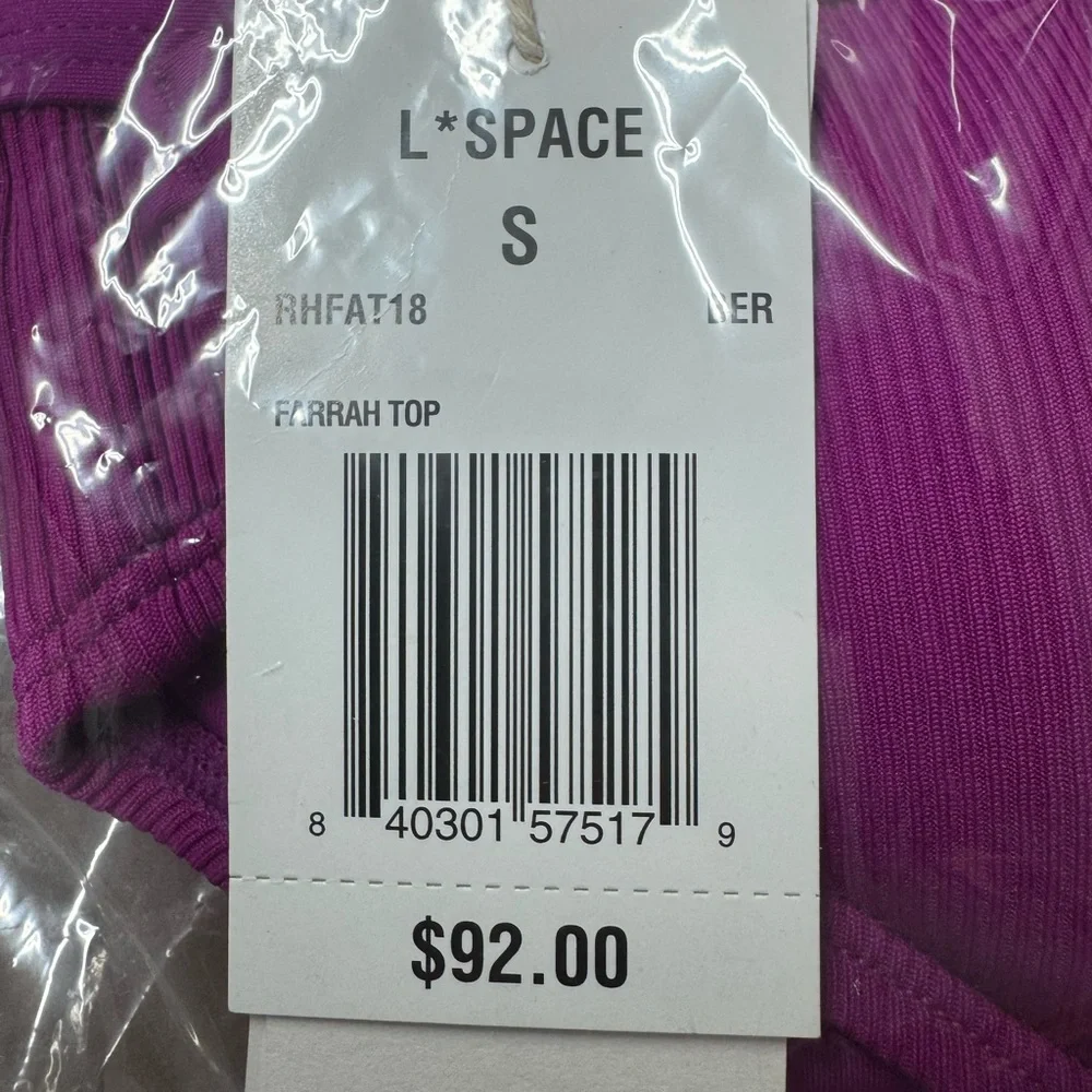 L*Space Berry Farrah Ribbed Bikini Swimsuit Top Size Small